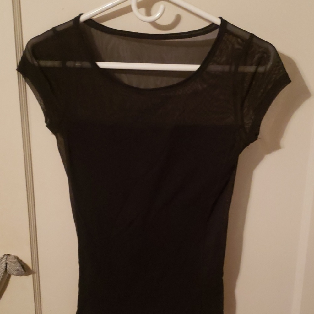 Sheer and cotton dual material fitted shirt